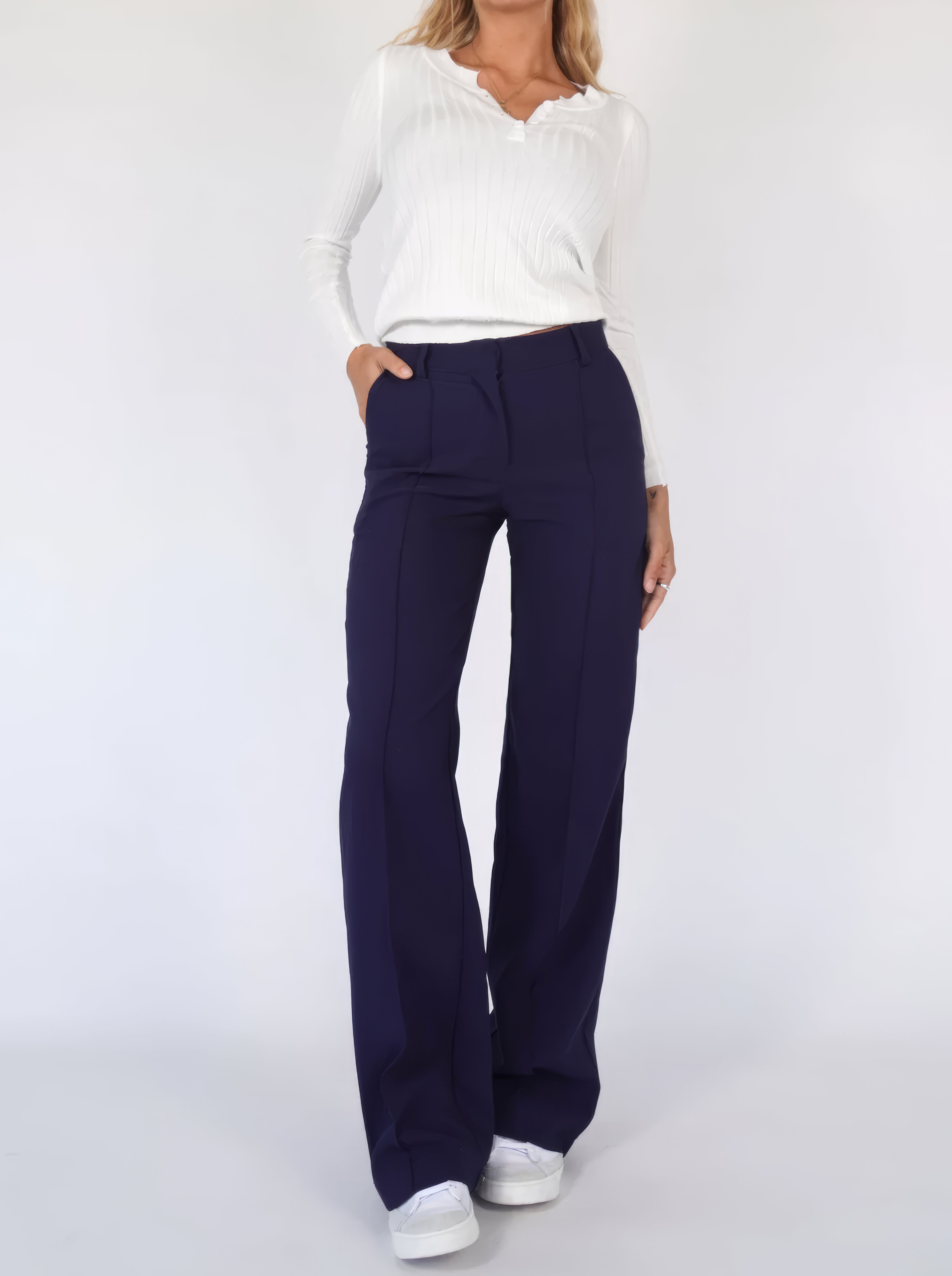 Hoge Taille Dames Pantalon met Rechte Pasvorm
