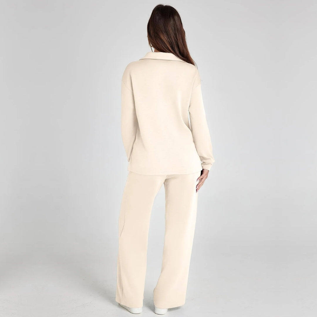 Stijlvolle Dames Loungewear Set met Wijde Pijpen