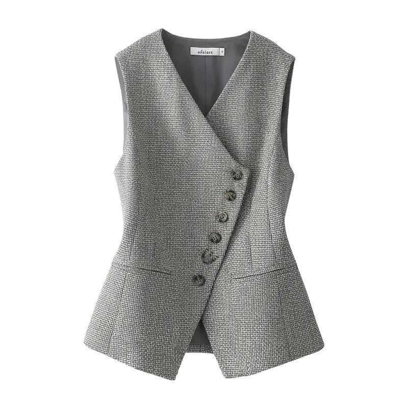 Monah | Mouwloos Blazervest met Asymmetrische Sluiting