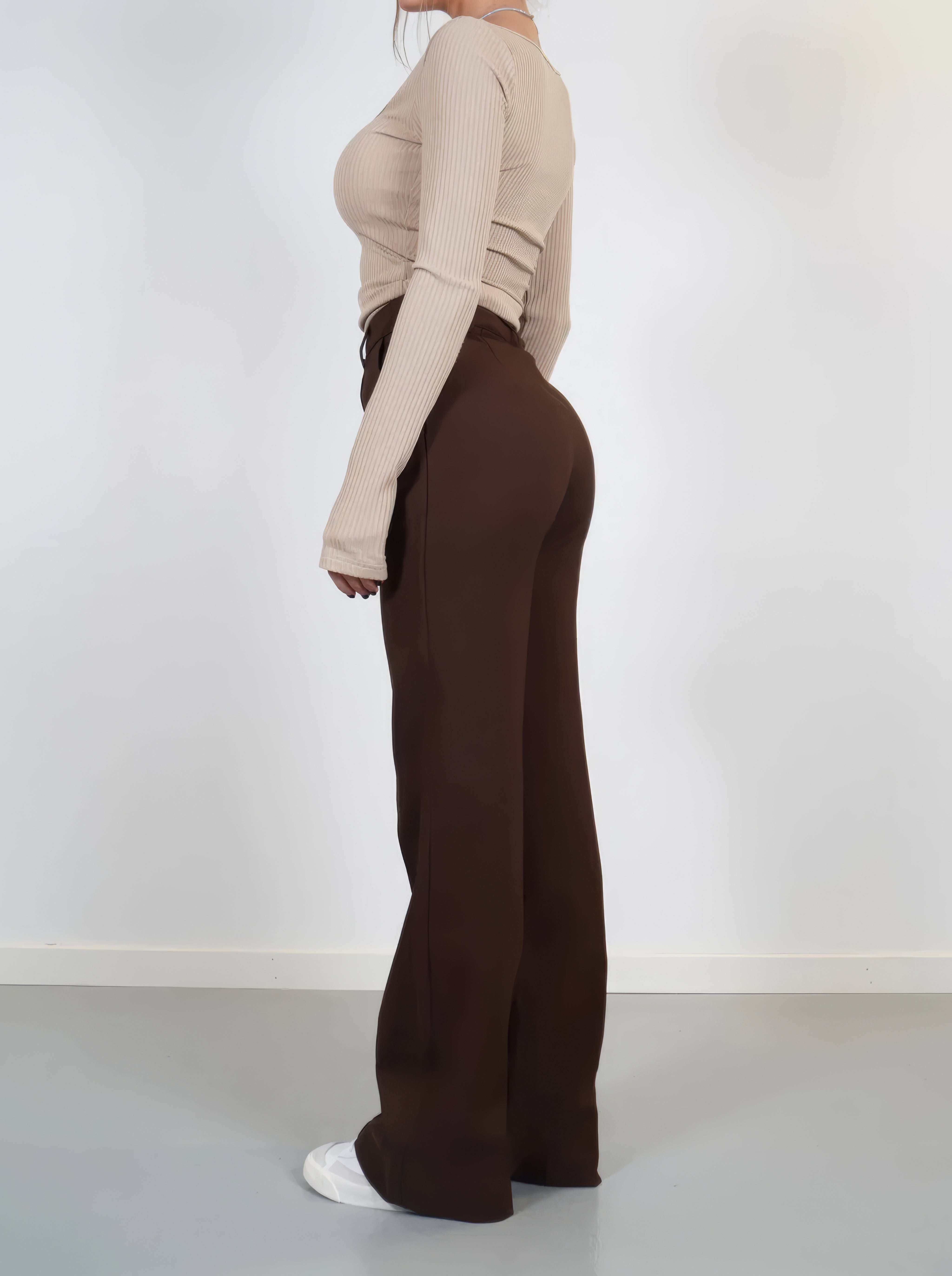 Hoge Taille Dames Pantalon met Rechte Pasvorm