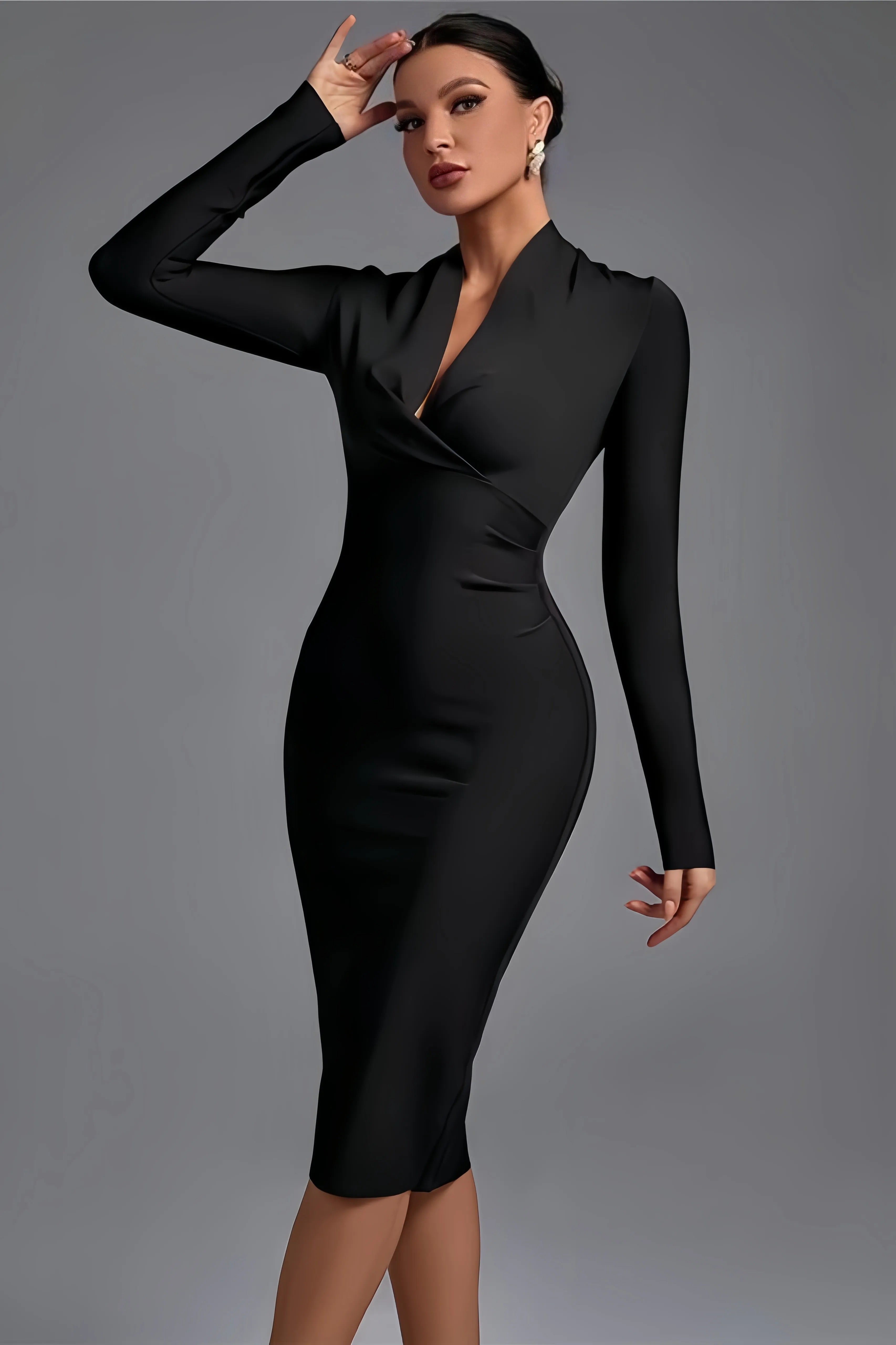 Halzy | Elegante Bodycon Jurk met Diepe V-Hals
