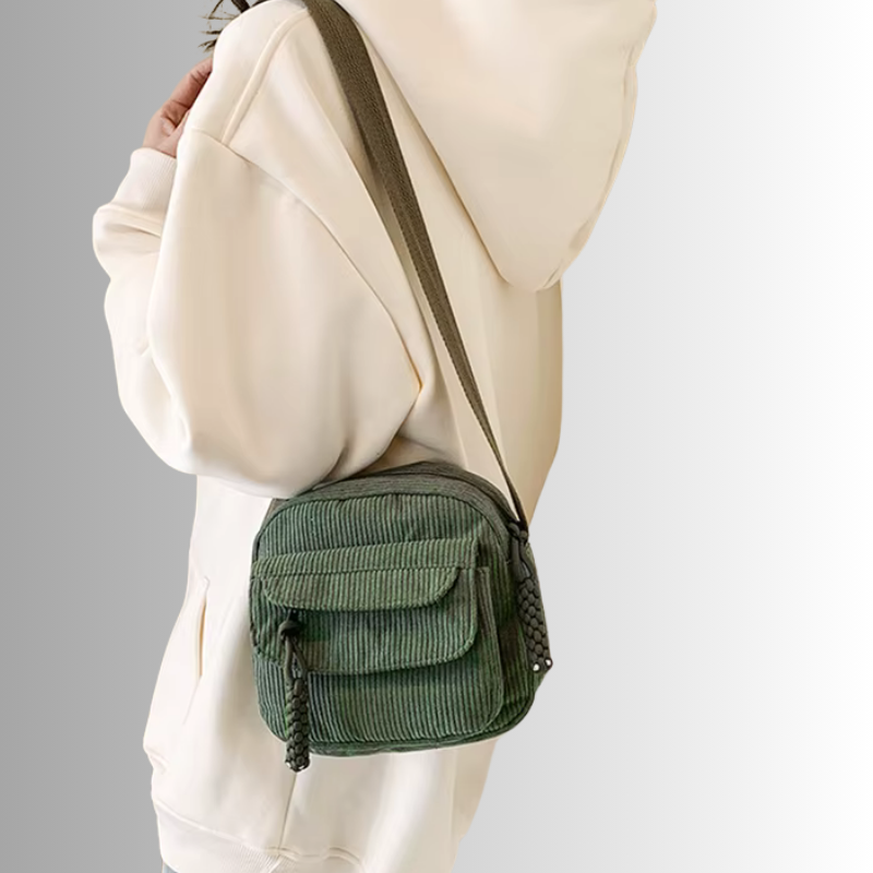 Geanna | Compacte Ribstof Schoudertas