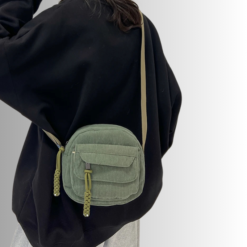 Geanna | Compacte Ribstof Schoudertas