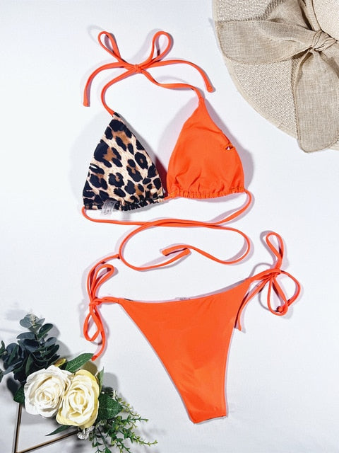 Alida | Sexy Triangel Bikini Set Met Luipaard