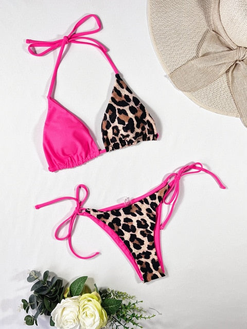 Alida | Sexy Triangel Bikini Set Met Luipaard