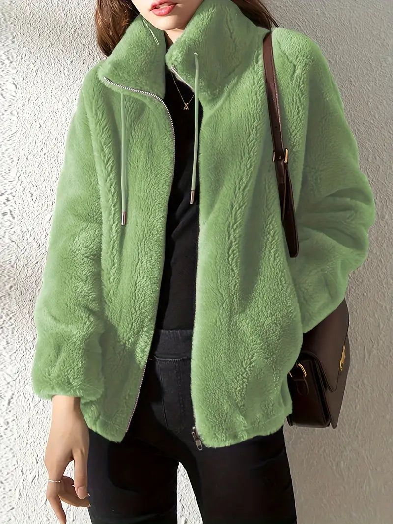 Elegante Comfortabele Dames Teddy Jas Met Ritssluiting