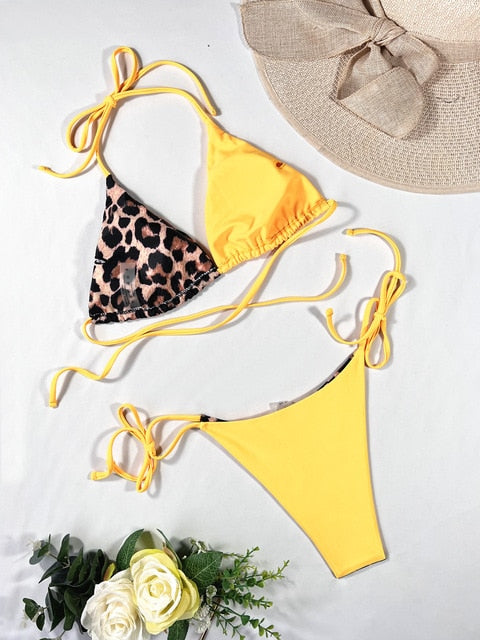 Alida | Sexy Triangel Bikini Set Met Luipaard