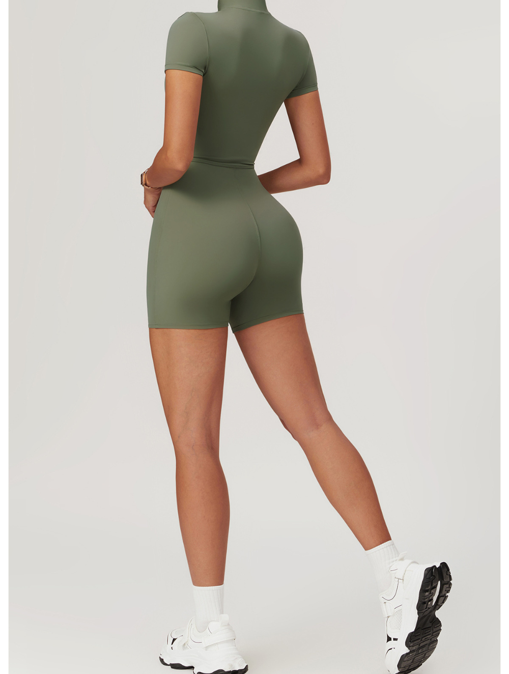 Sasja | Aansluitende Sport Romper met Korte Mouwen en Rits