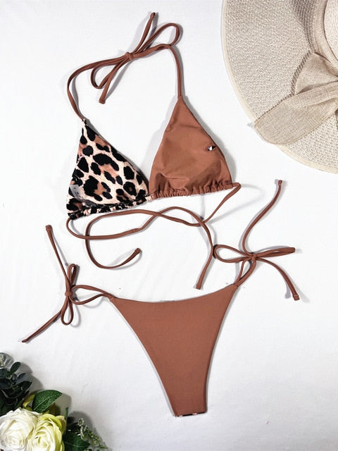 Alida | Sexy Triangel Bikini Set Met Luipaard
