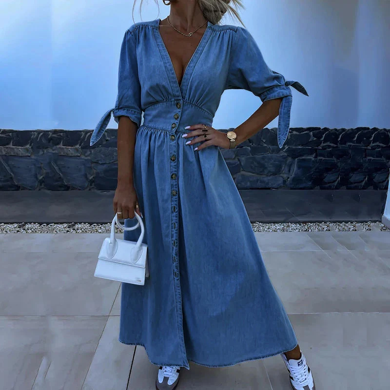 Vanessa | Elegante Denim Jurk - Midi