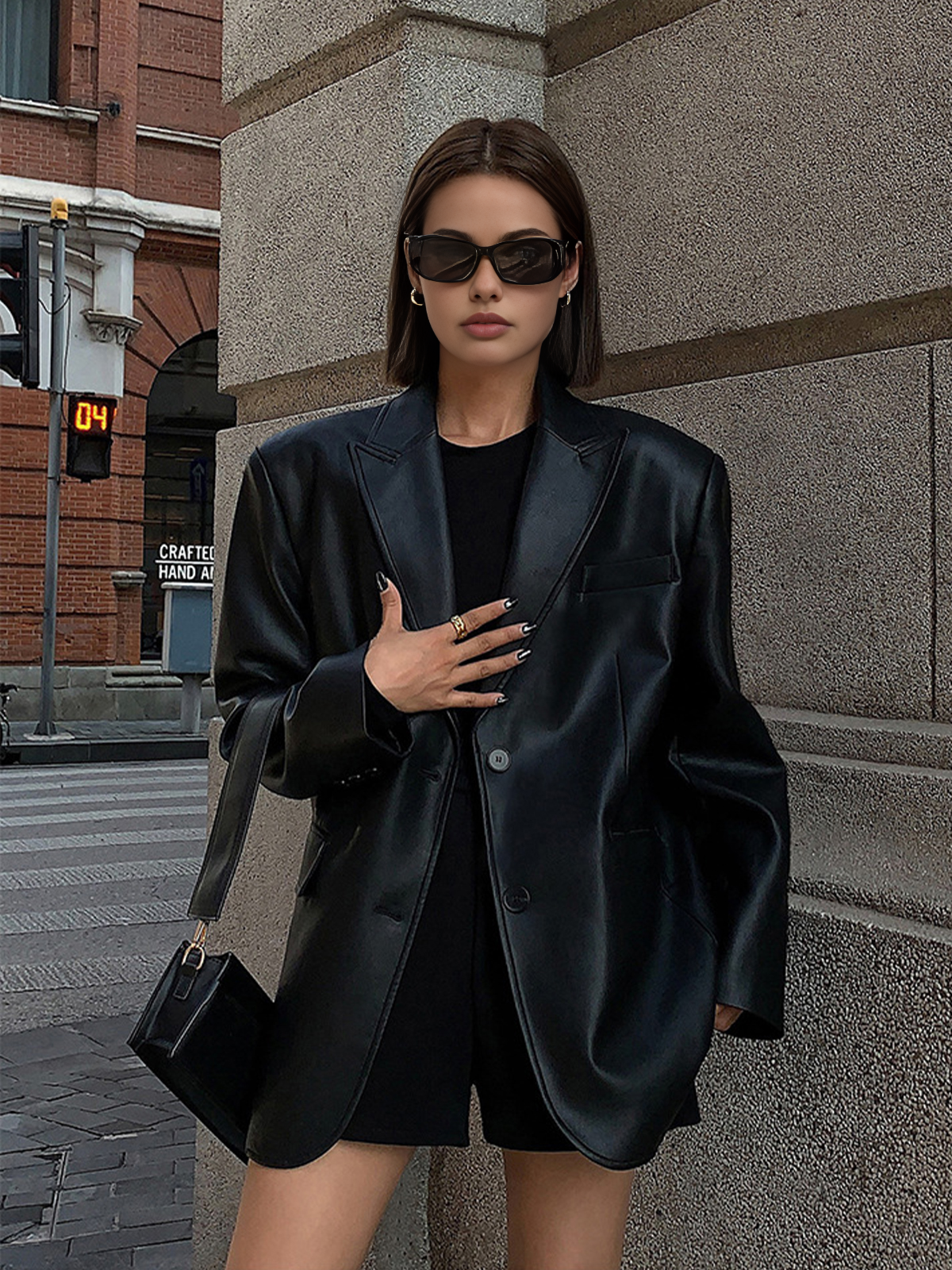 Oversized Lederlook Blazer Voor Dames