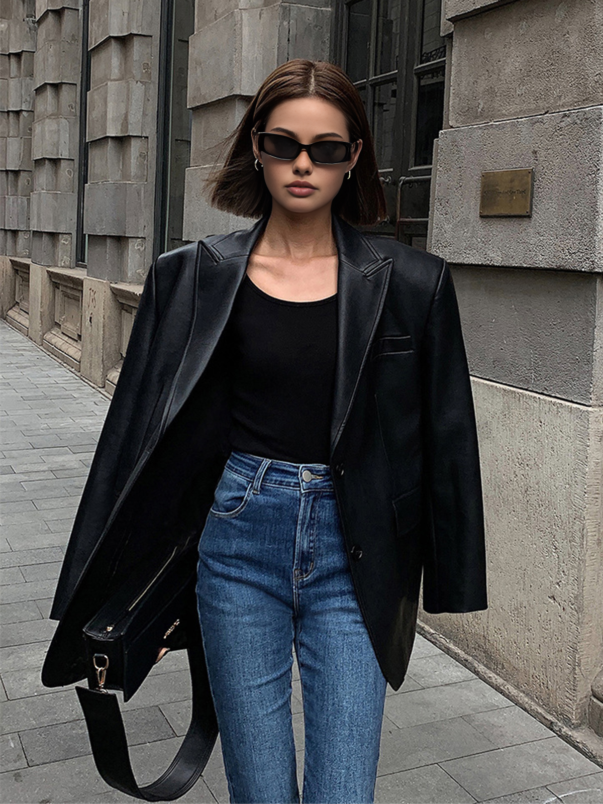 Oversized Lederlook Blazer Voor Dames