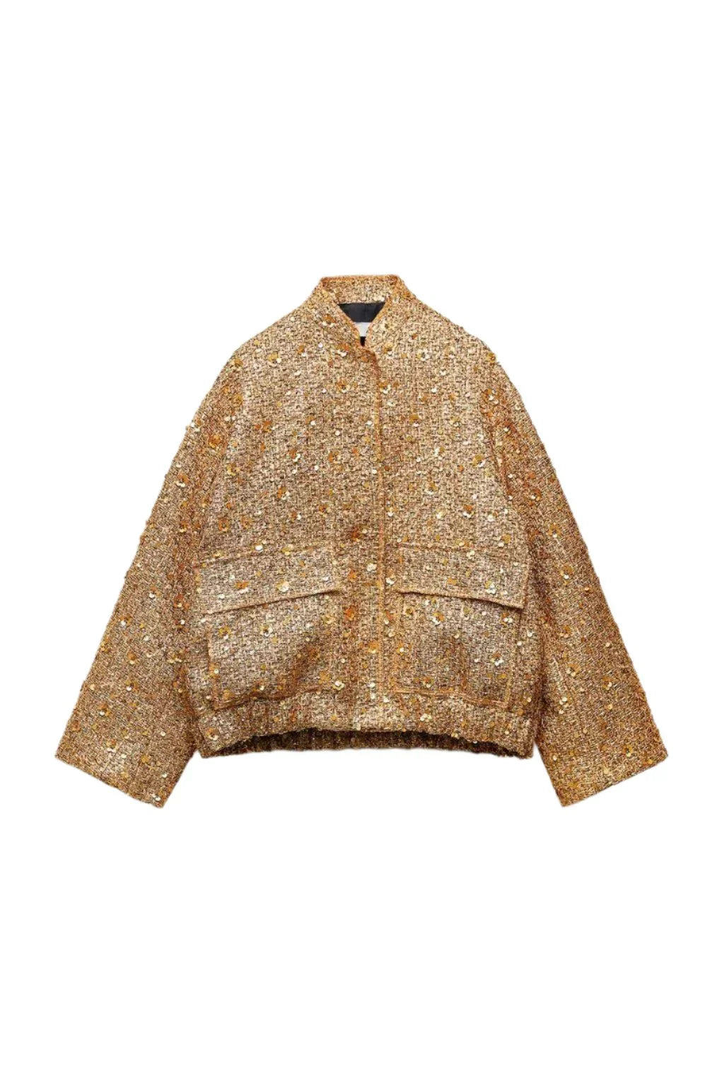 Stijlvolle Elegante Dames Bomberjack met Goud Pailletten