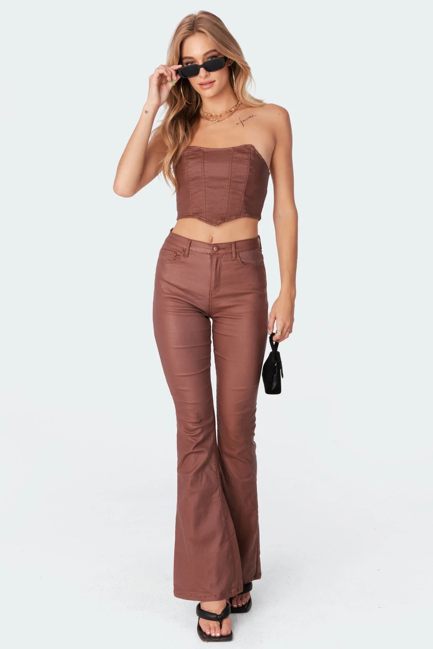 Lisa | Skinny Fit Leren Flare Jeans