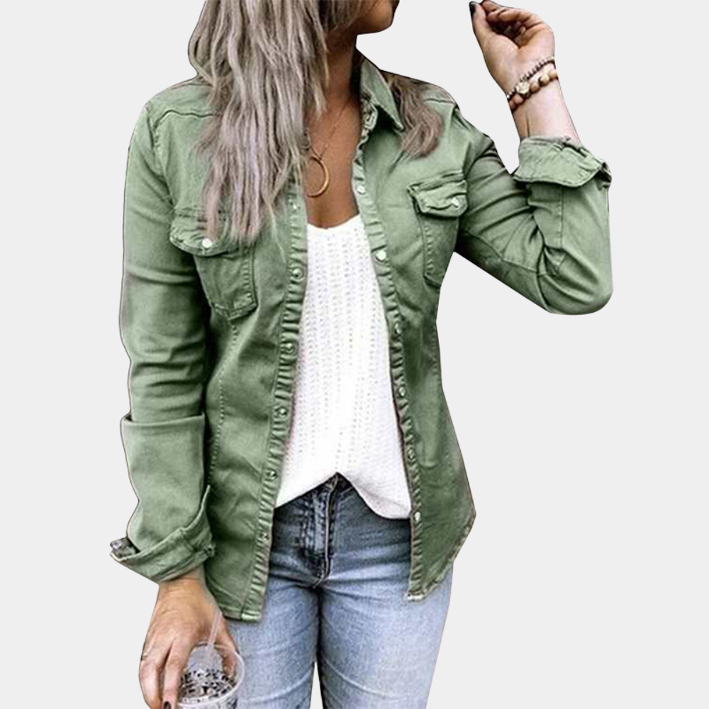 Comfortabele dames blouse met stoere utility details