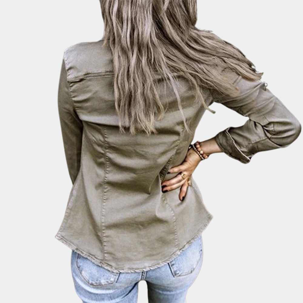 Comfortabele dames blouse met stoere utility details