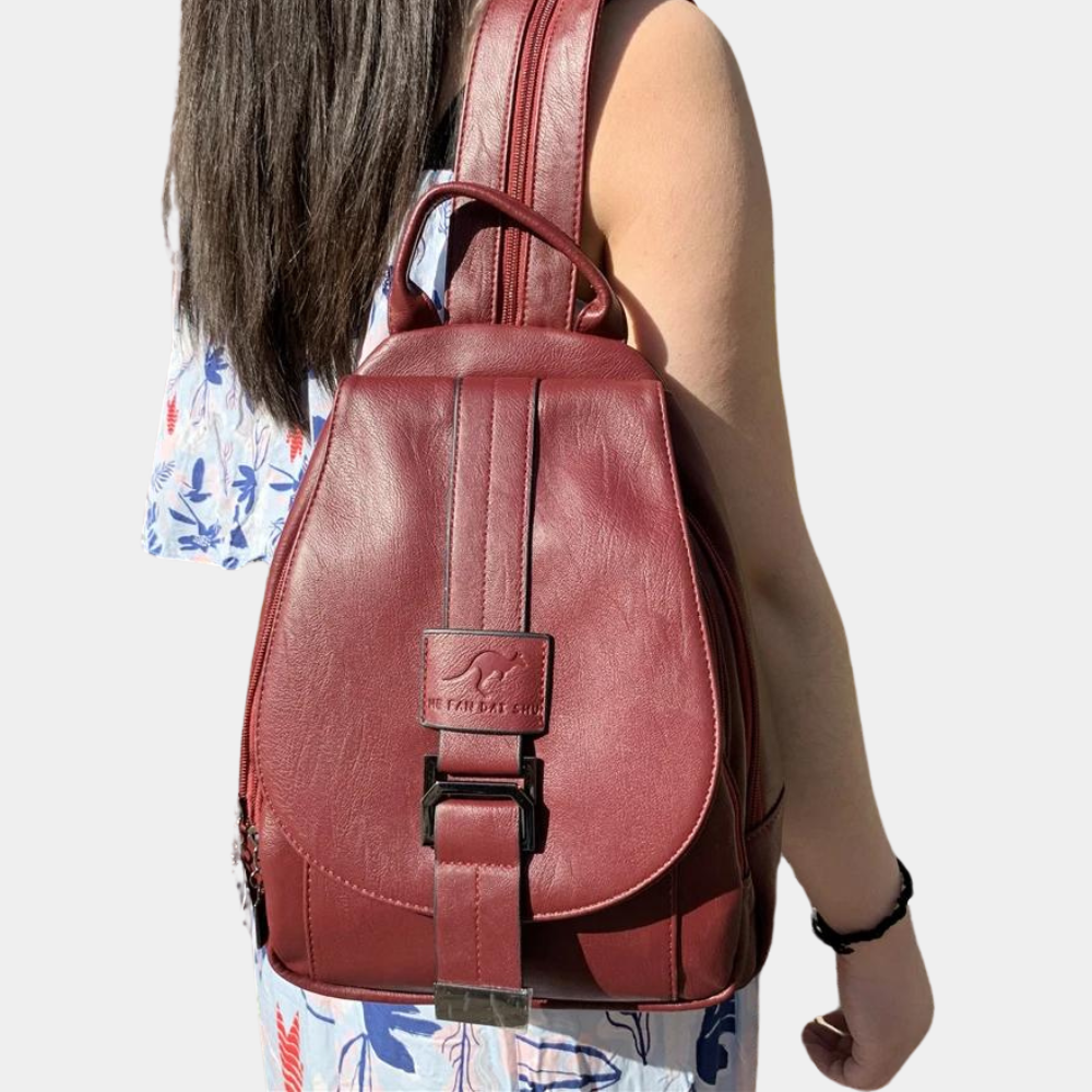 Virginie | Luxe Vegan Leren Rugzak met Moderne Buckle