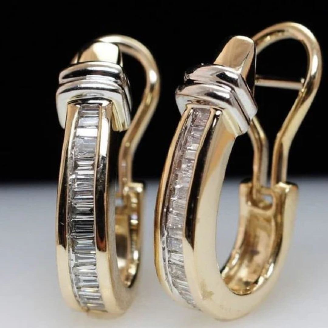 Vintage Gouden Oorbellen met Briljant