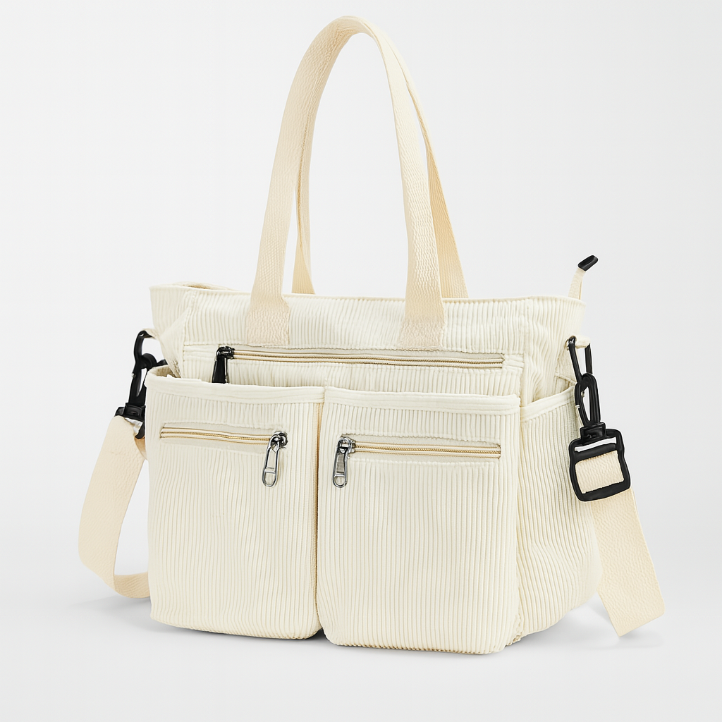 Trendy Ribfluweel Dames Schoudertas met Meerdere Vakken
