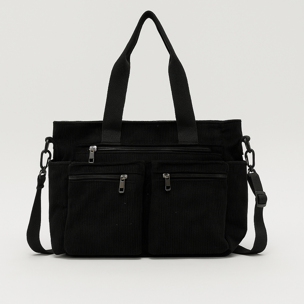 Trendy Ribfluweel Dames Schoudertas met Meerdere Vakken