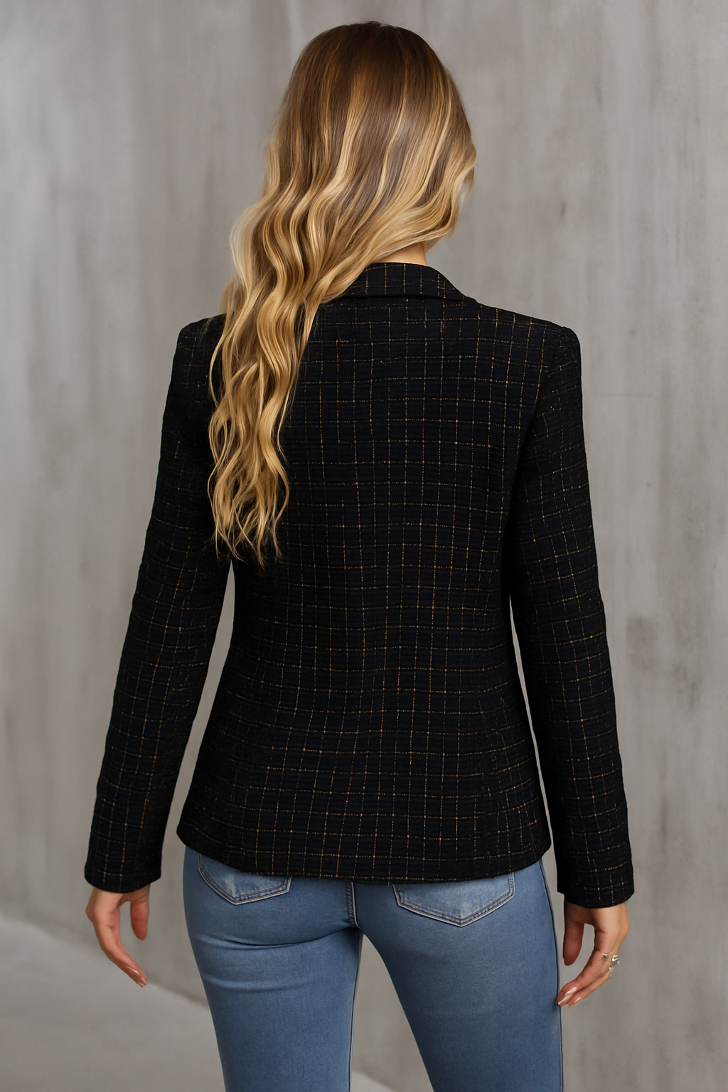 Halston | Tweed Double-Breasted Blazer