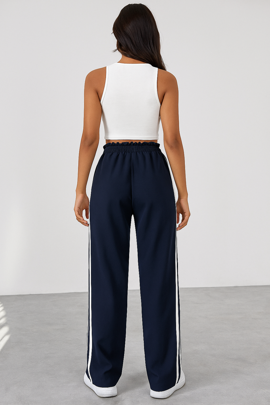 Kaeli | Sportieve High Waist Joggingbroek met Strepen