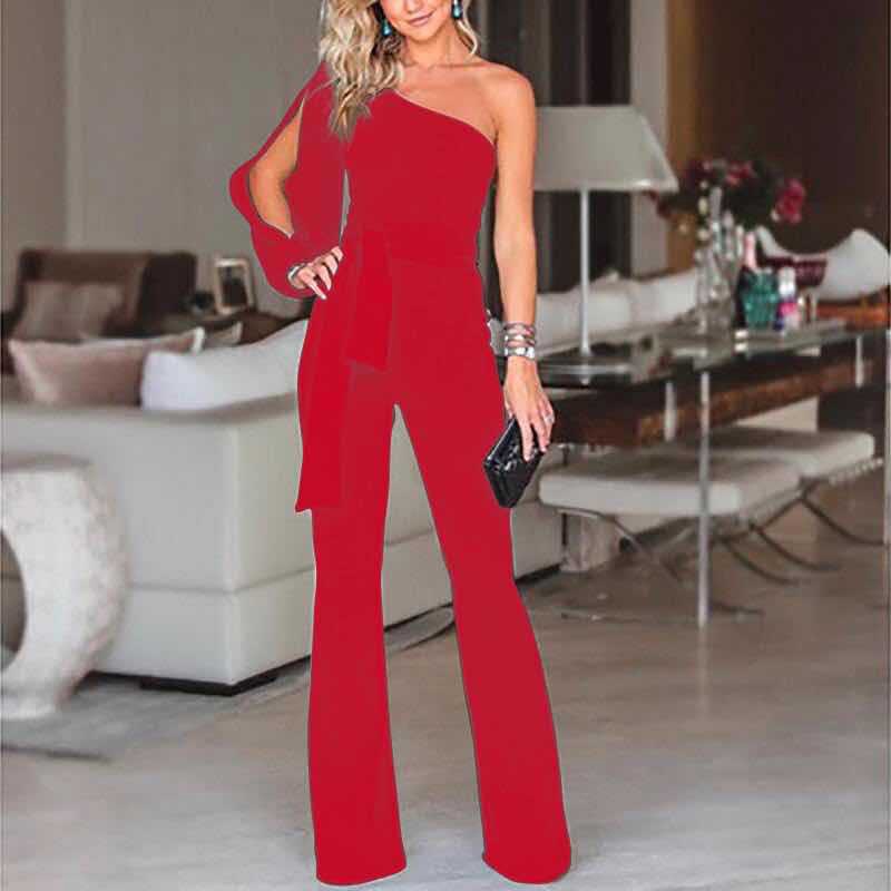 Tunna | Elegante One-Shoulder Jumpsuit met Ceintuur