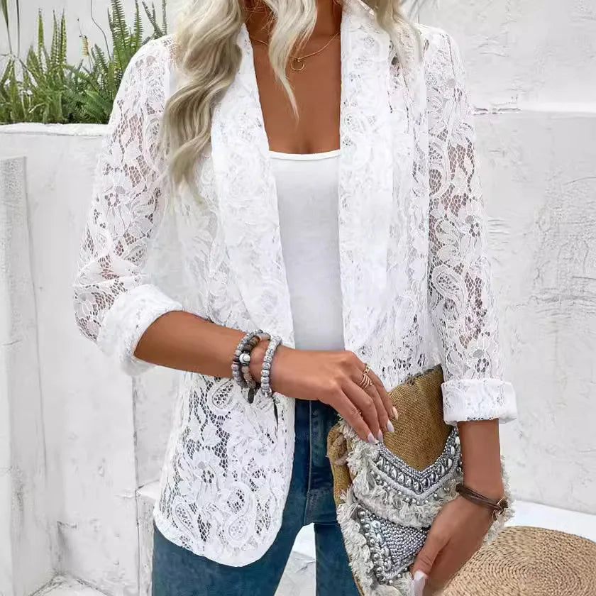 Cita | Elegante Kanten Blazer met Driekwartsmouwen