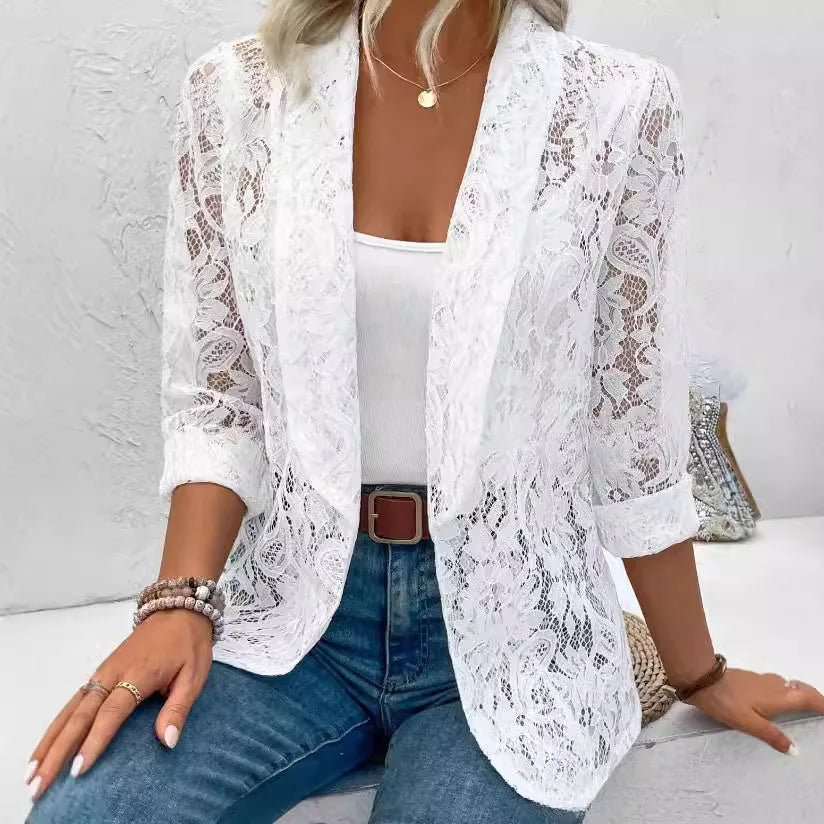 Cita | Elegante Kanten Blazer met Driekwartsmouwen