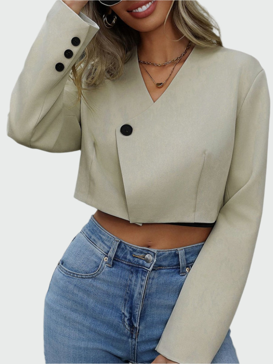 Tegan | Cropped Blazer met Asymmetrische Sluiting