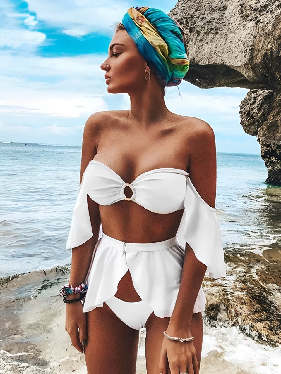 Magdalene | Off-Shoulder Bikini Set met Rokdetail