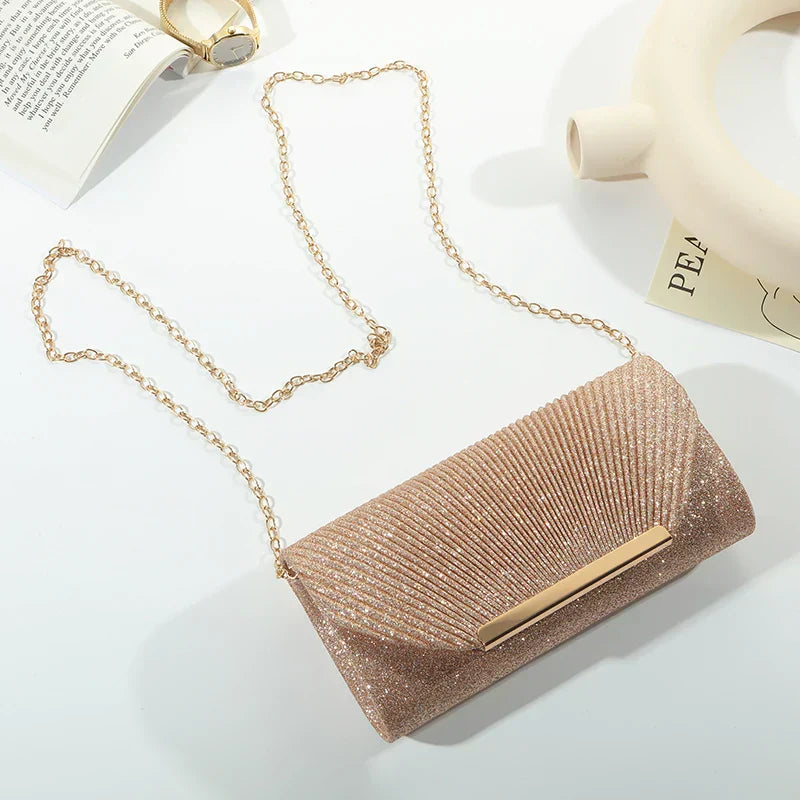 Licia | Glinsterende Avondclutch met Plisséstructuur