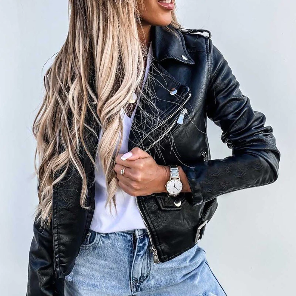 Miriam | Klassiek Leren Bikerjack