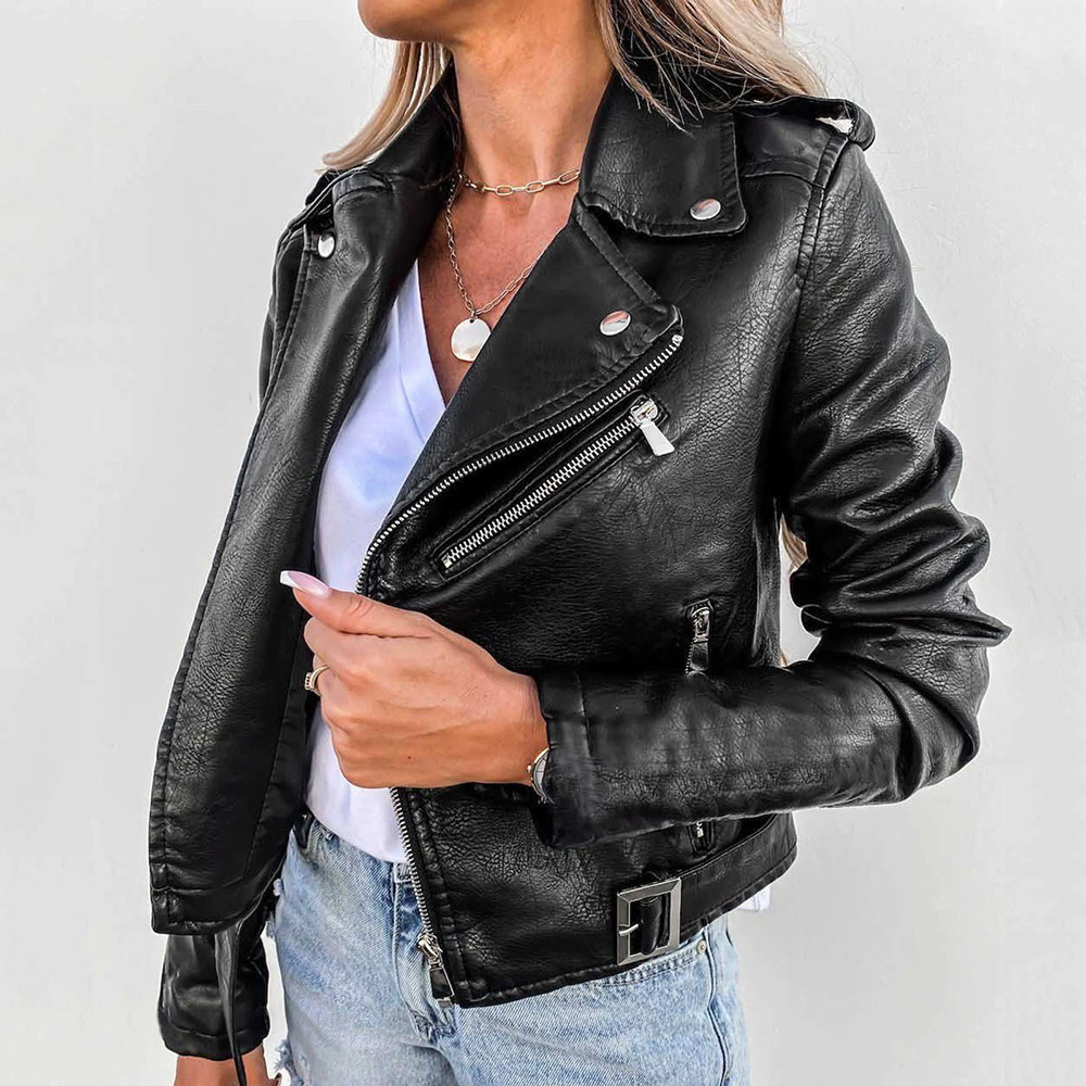 Miriam | Klassiek Leren Bikerjack