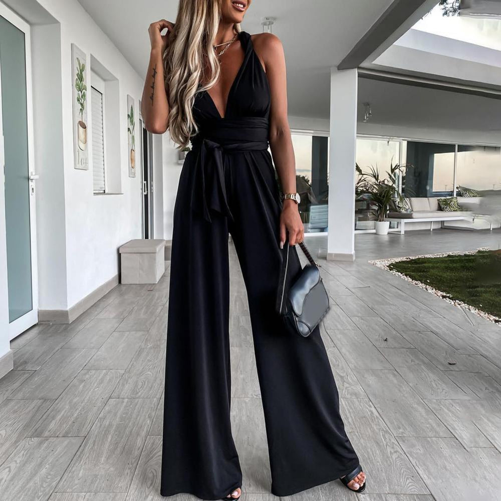 Regina | Elegante Wijde-Leg Jumpsuit met Strikceintuur