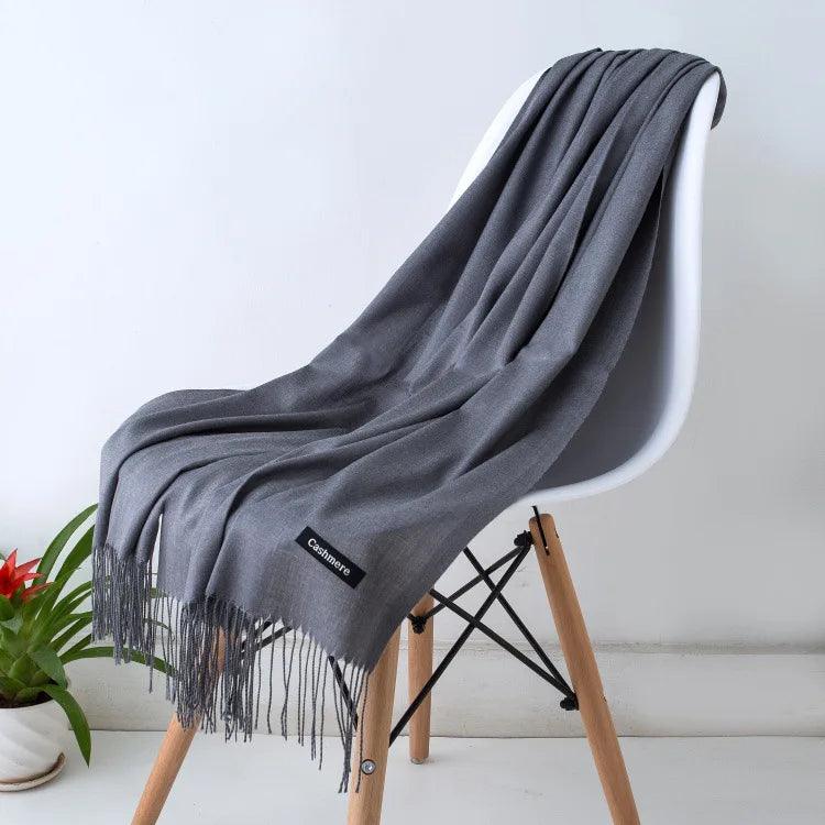 Luxe Warme Kasjmier Sjaal met Franjedetail