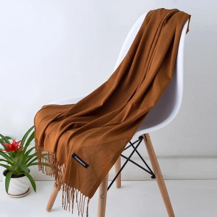 Luxe Warme Kasjmier Sjaal met Franjedetail