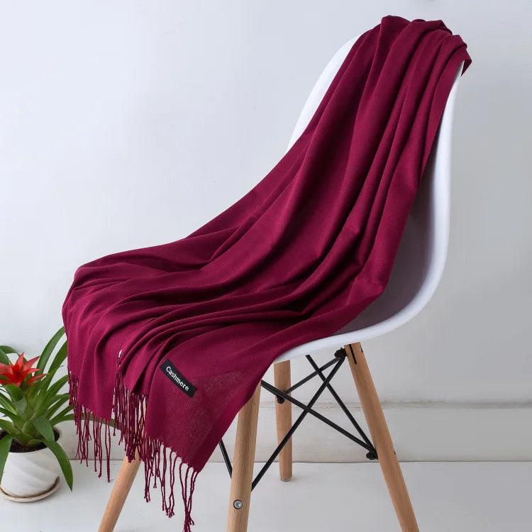Luxe Warme Kasjmier Sjaal met Franjedetail