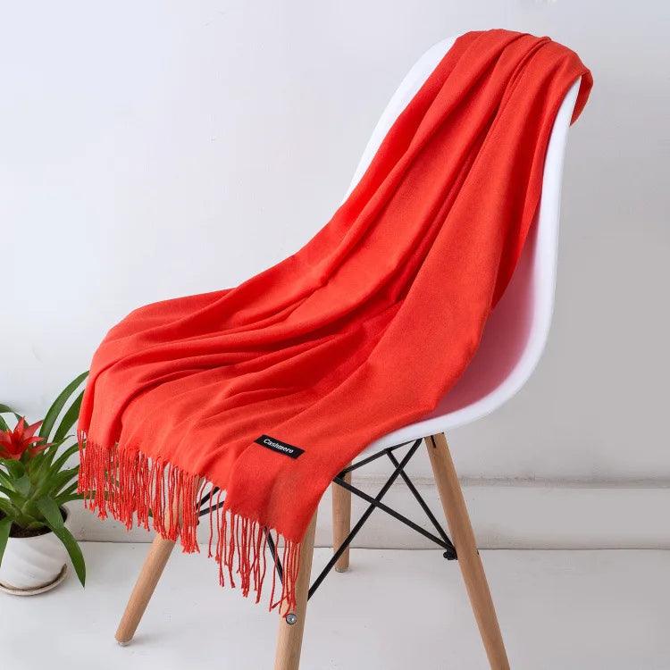 Luxe Warme Kasjmier Sjaal met Franjedetail