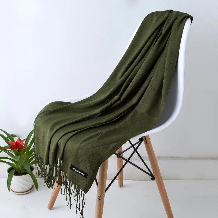 Luxe Warme Kasjmier Sjaal met Franjedetail