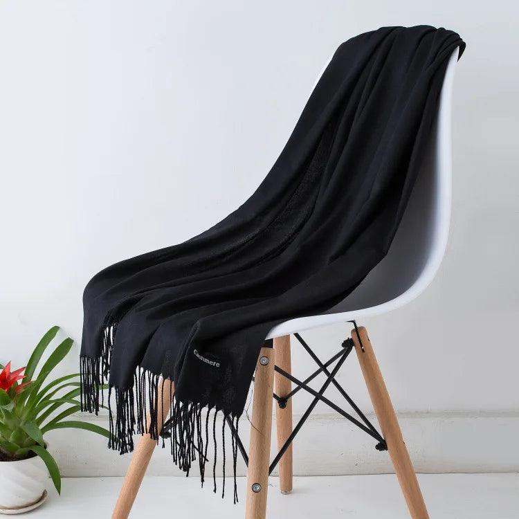 Luxe Warme Kasjmier Sjaal met Franjedetail