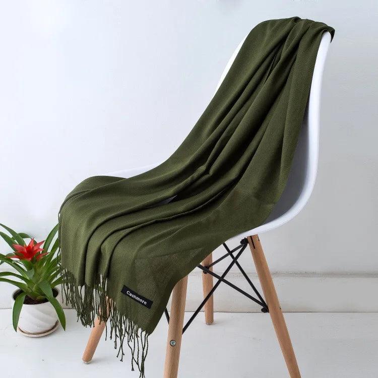 Luxe Warme Kasjmier Sjaal met Franjedetail