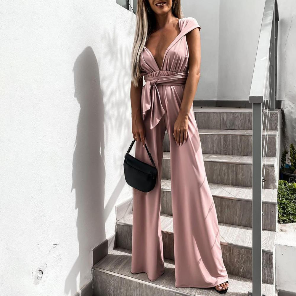 Regina | Elegante Wijde-Leg Jumpsuit met Strikceintuur