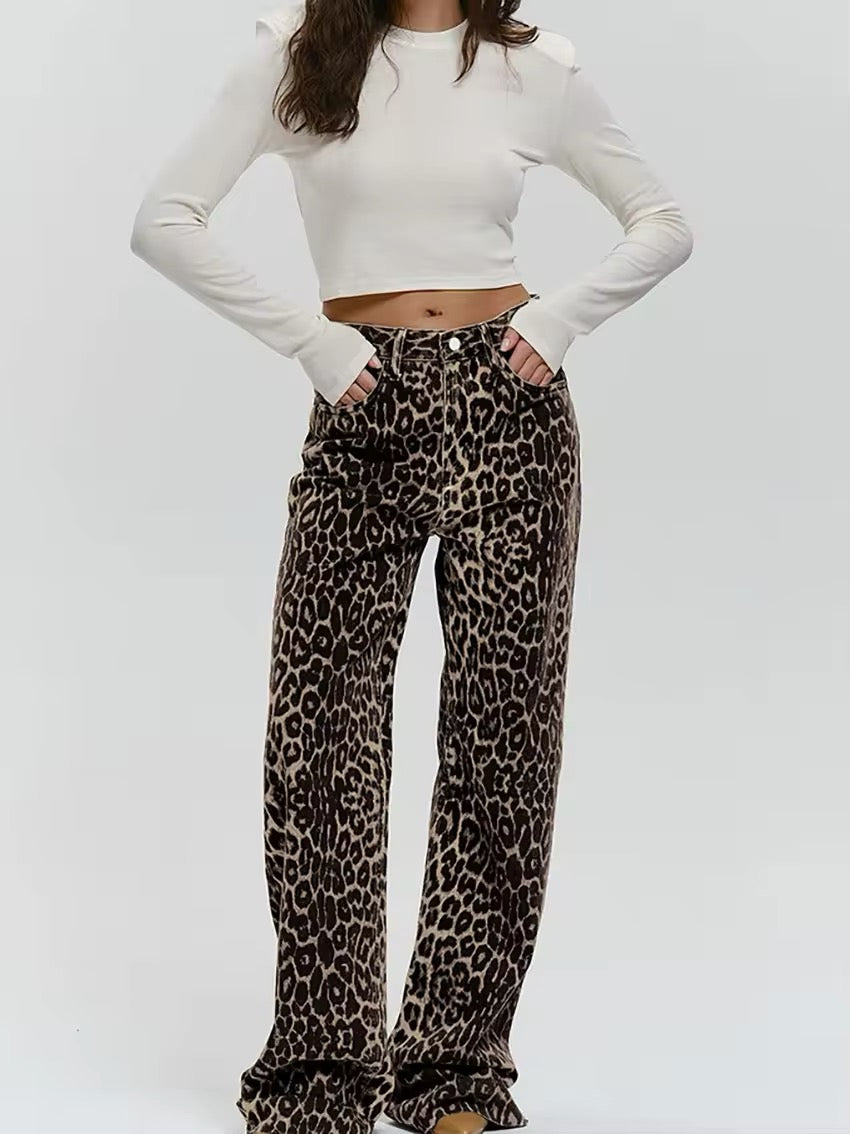 Anke | Flared Broek met Panterprint