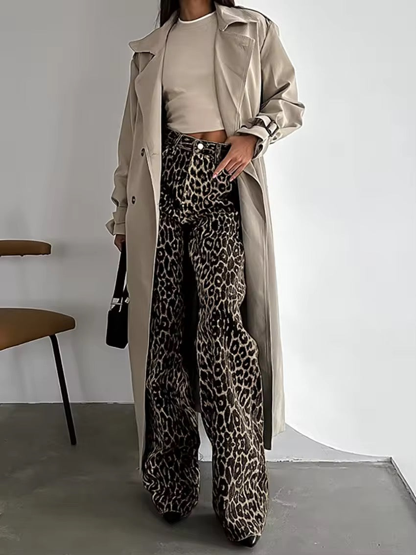 Anke | Flared Broek met Panterprint