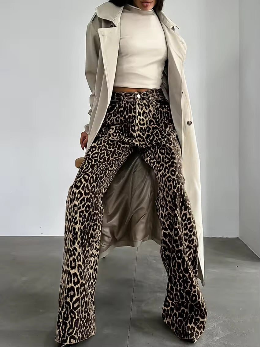 Anke | Flared Broek met Panterprint