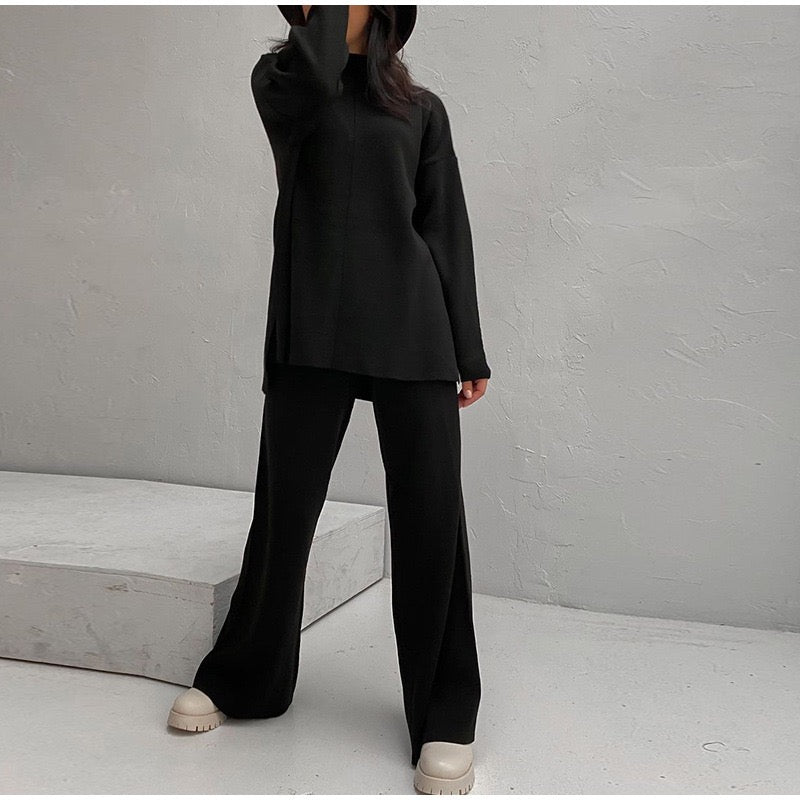 Luxe Oversized Vrouwen Loungewear Set met Wijde Broek
