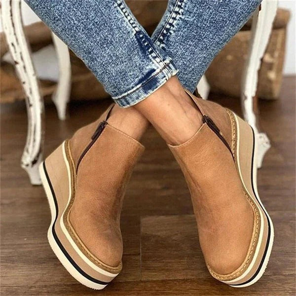 Trendy Comfortabele Dames Enkellaarzen met Platformzool