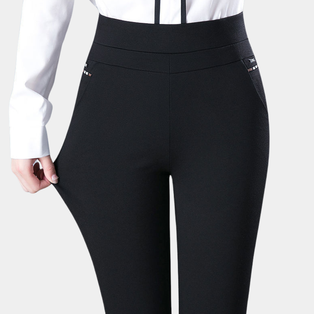 Comfortabele Zwarte Stretch Legging met Hoge Taille