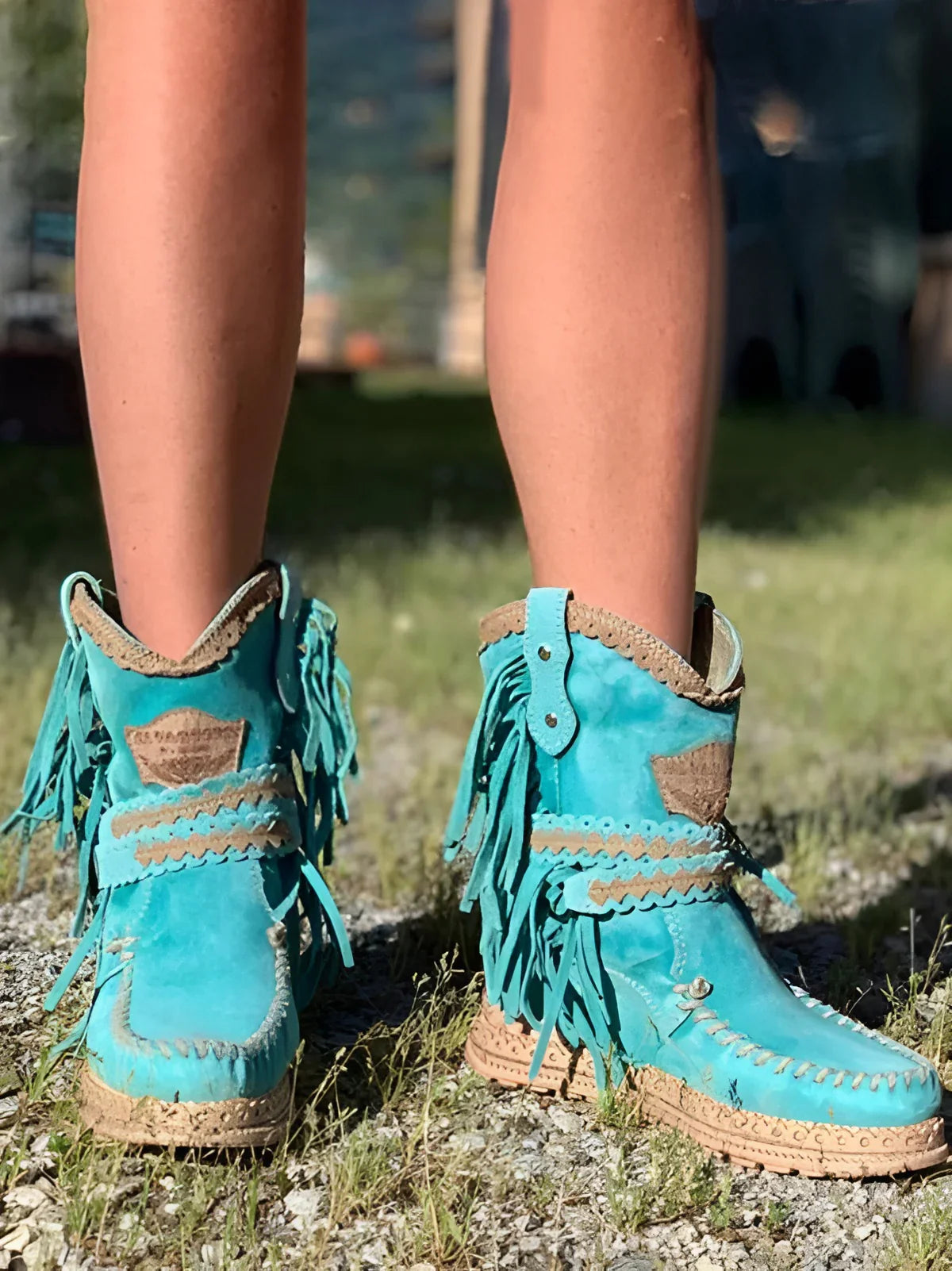 Liliana | Boho Cowboy Enkelboots met Speelse Fringes